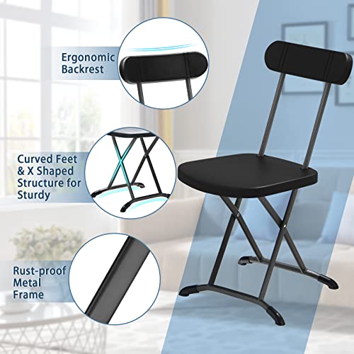 Black 400lbs Plastic Folding Chair Set with Steel Frame K42702