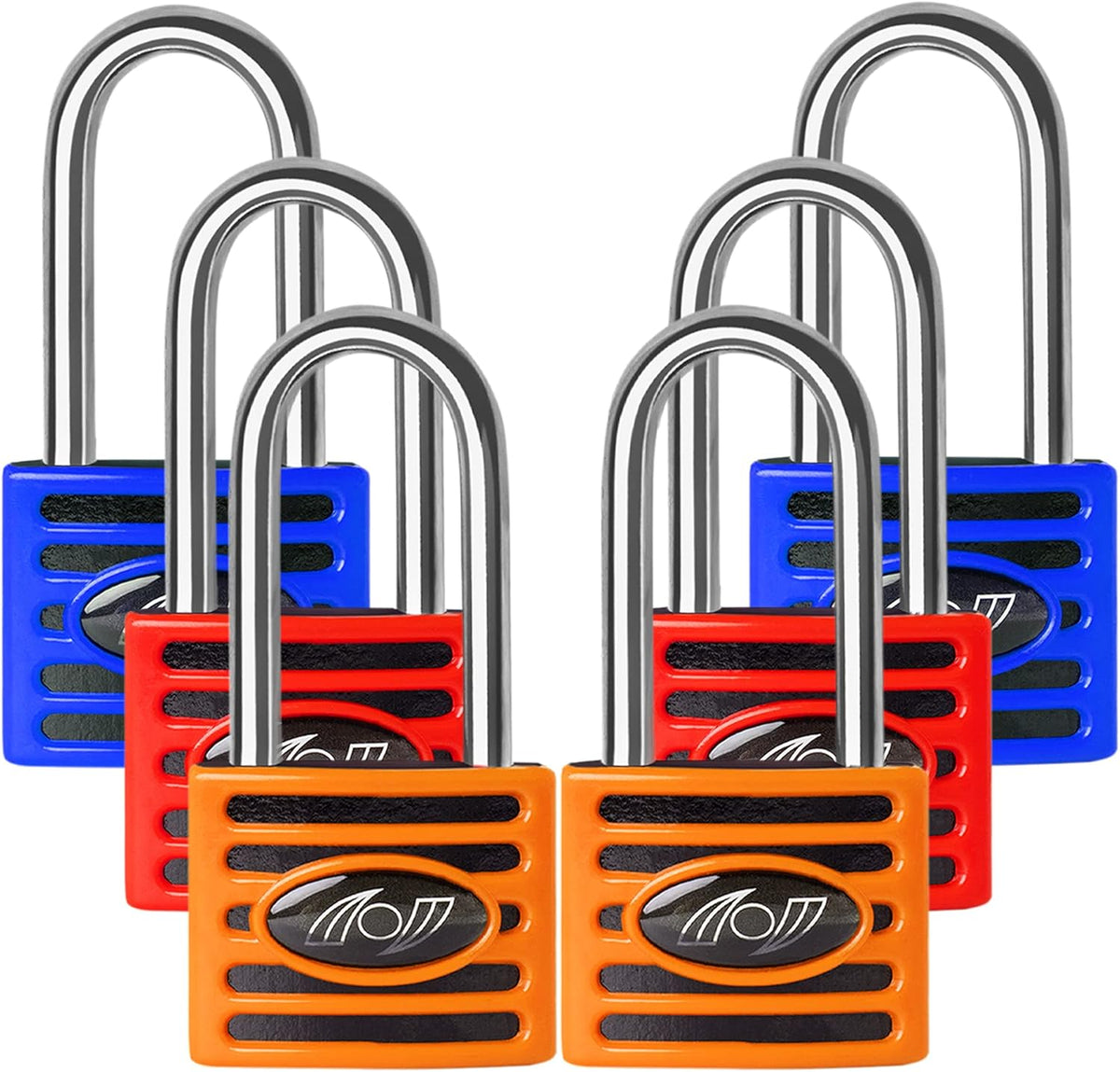2.5 Inch Long Shackle Keyed Alike Padlocks 6 Pack Red R58909