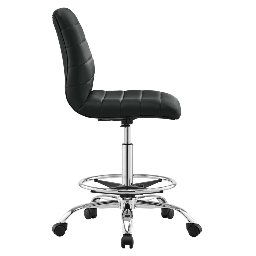 Silver Black Vegan Leather Drafting Chair L156