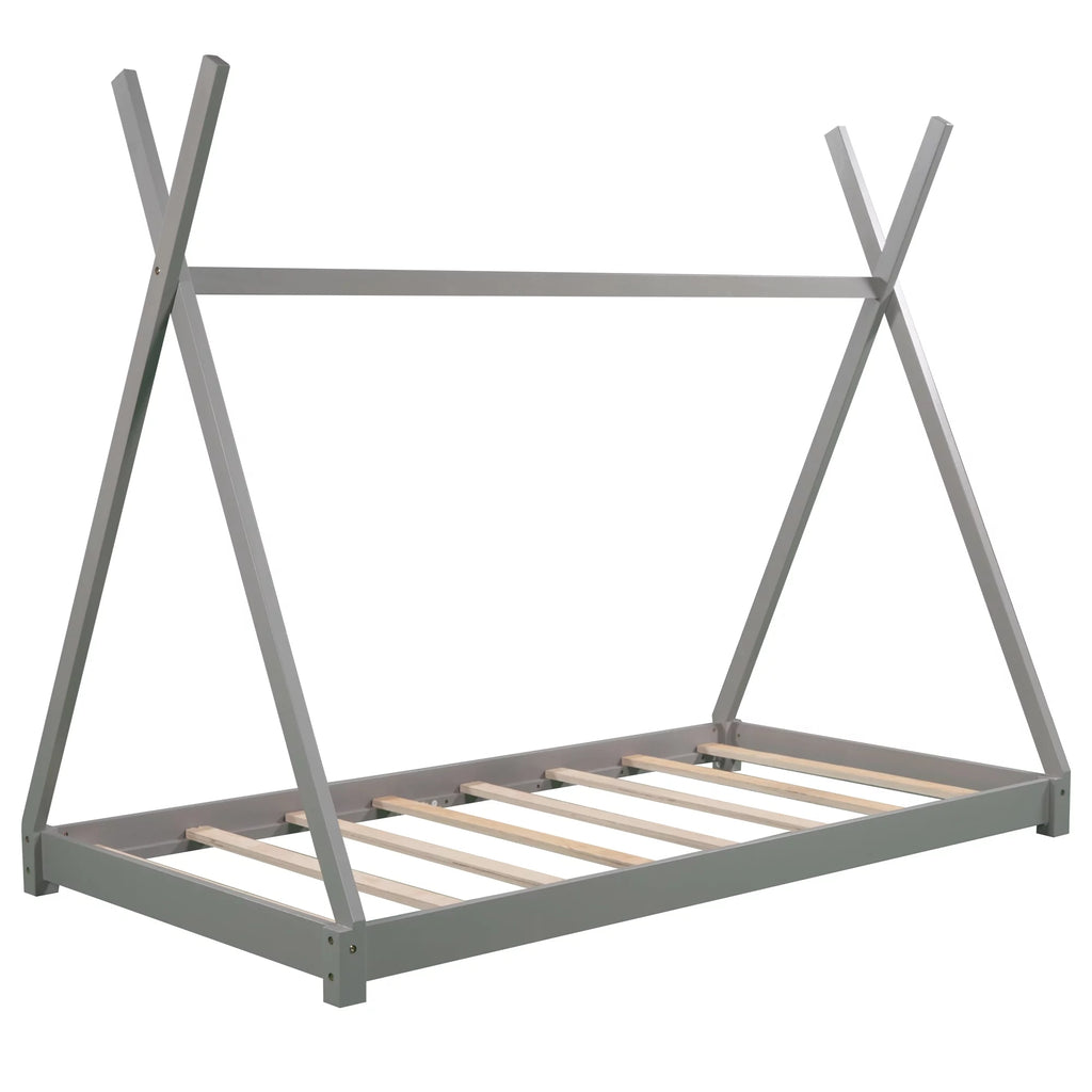 Gray Wood Twin Size Platform Bed W17975