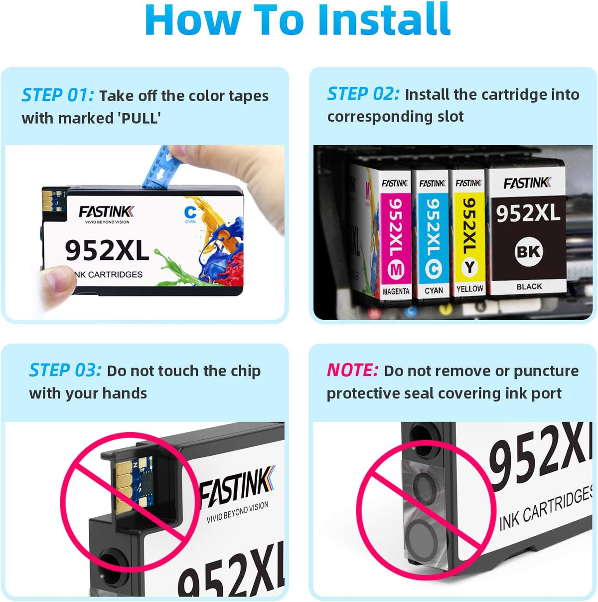 Compatible 952XL High Yield Ink Cartridges 4-Pack U19946