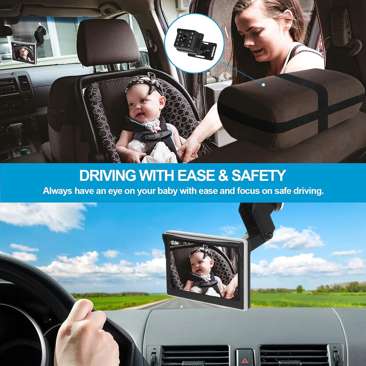 Baby Car Mirror with 5 Inch Monitor D74588
