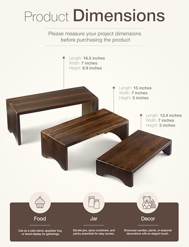 Acacia Wood 3 Tier Display Stands Set of 3 I20655