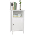 White Wooden Bathroom Floor Cabinet with Adjustable Shelf V23898