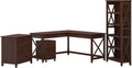 L Shaped Desk with File Cabinets and 5 Shelf Bookcase U260