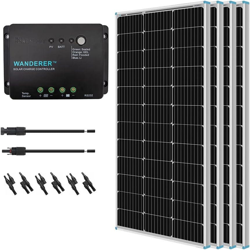 400 Watt 12 Volt Monocrystalline Solar Panel Kit with 30A PWM Charge Controller R8021