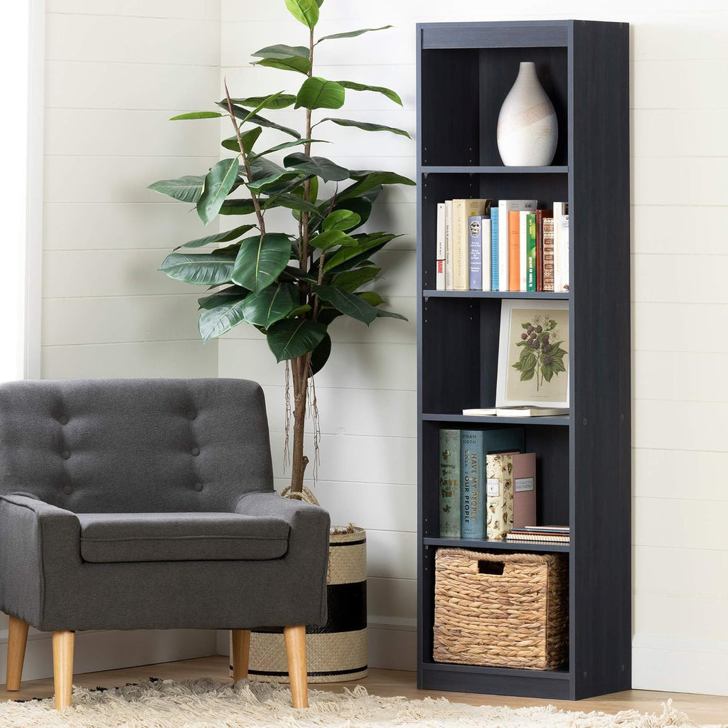5-Shelf Narrow Bookcase Pure White T513391