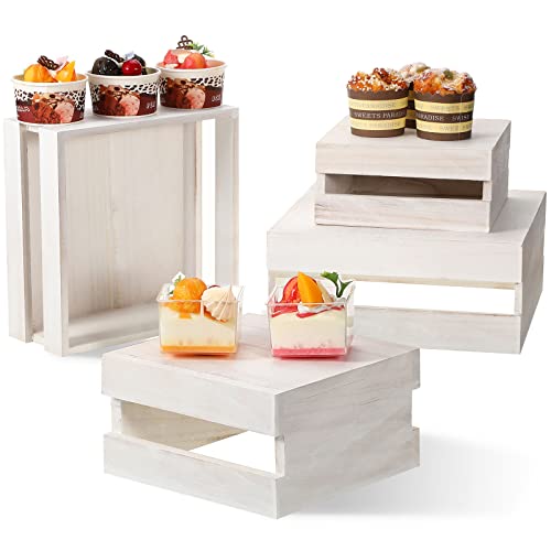 4 Pieces Wood Cupcake Display Stand Risers D496