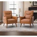 Faux Leather Tufted Accent Chair Set of 2 Wood Legs K851810