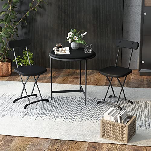 Black 400lbs Plastic Folding Chair Set with Steel Frame K42702