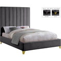 Contemporary Wood Leaning Platform Bed Full Gray Gold U6687