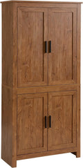 64" 4-Door Oak Kitchen Pantry Cabinet with 3 Adjustable Shelves L78934