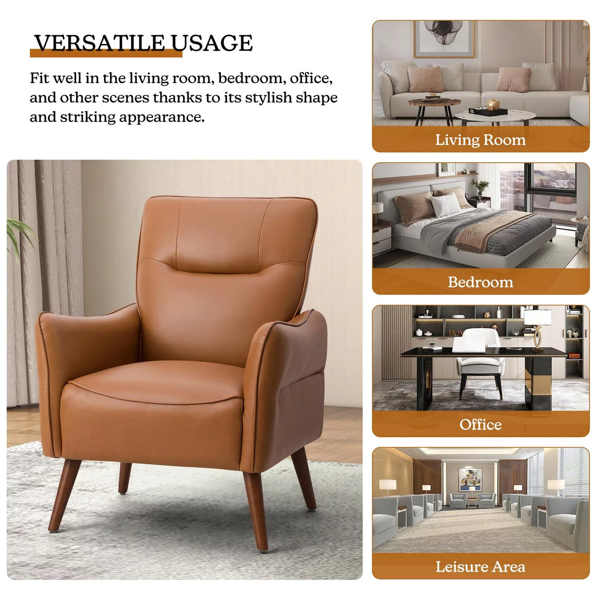 Faux Leather Tufted Accent Chair Set of 2 Wood Legs K851810