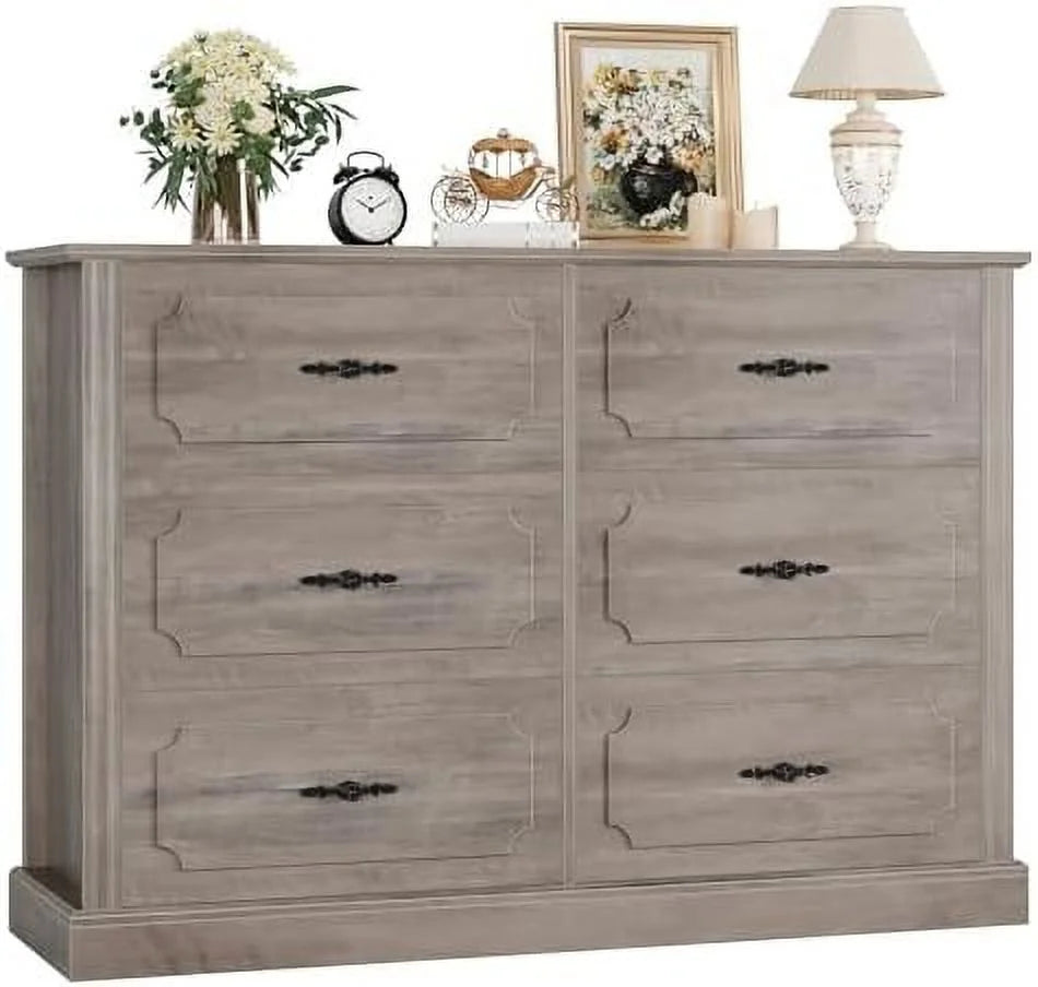 Grey 6 Drawer Wood Dresser Y96409