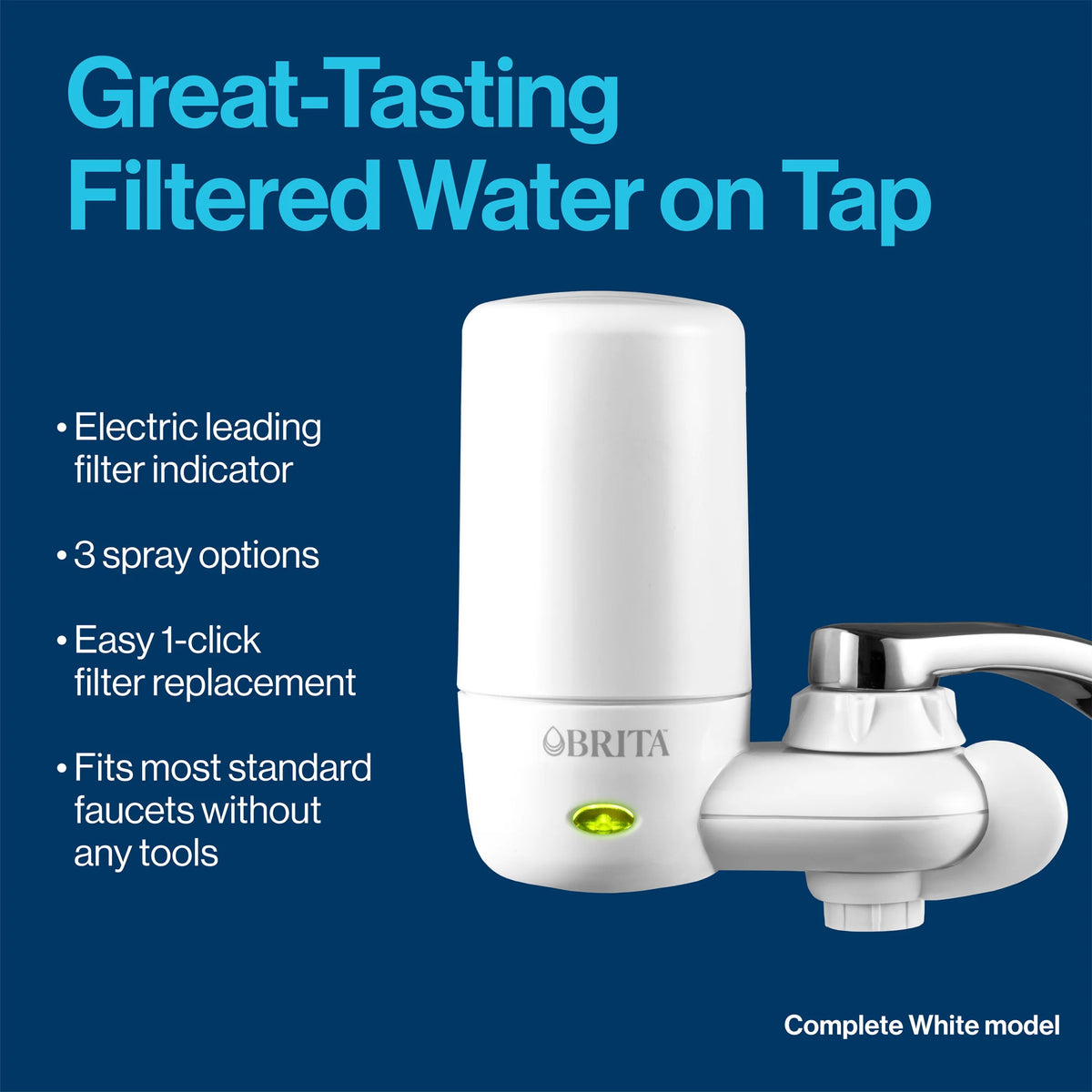 White Faucet Mount Water Filter S3812