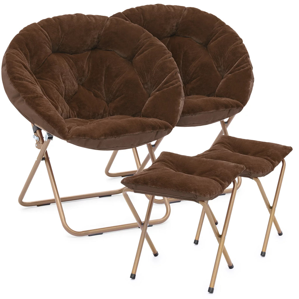 Set of 2 Oversized Folding Lounge Chair with Ottoman J726