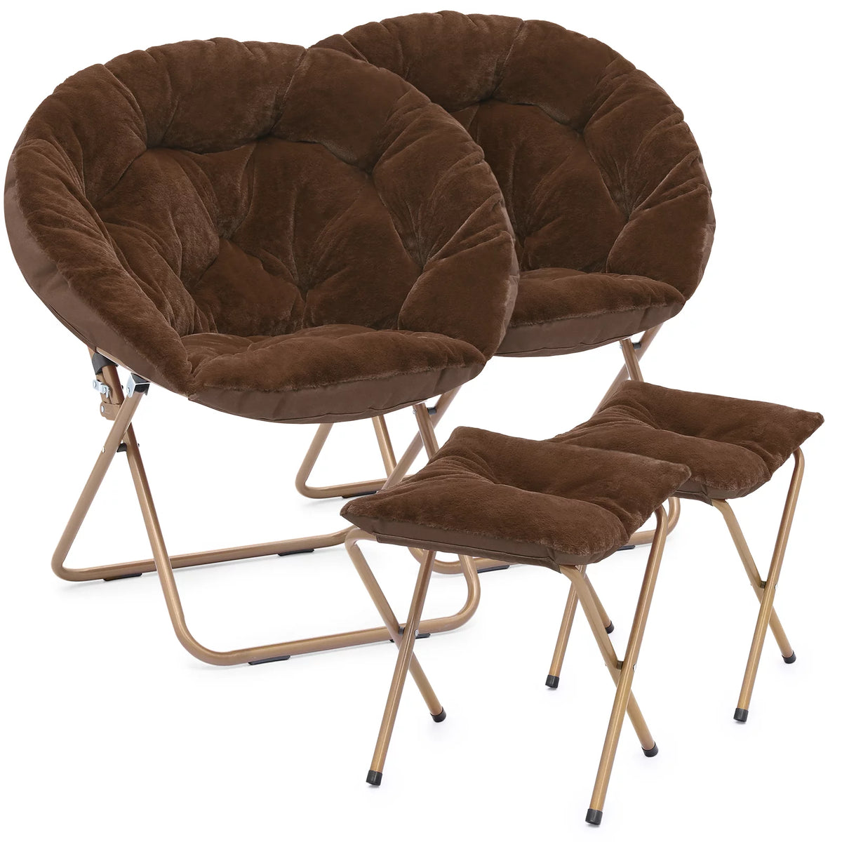 Set of 2 Oversized Folding Lounge Chair with Ottoman J726