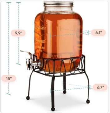 Glass Drink Dispenser Set of 2 1 Gallon with Stand T7350