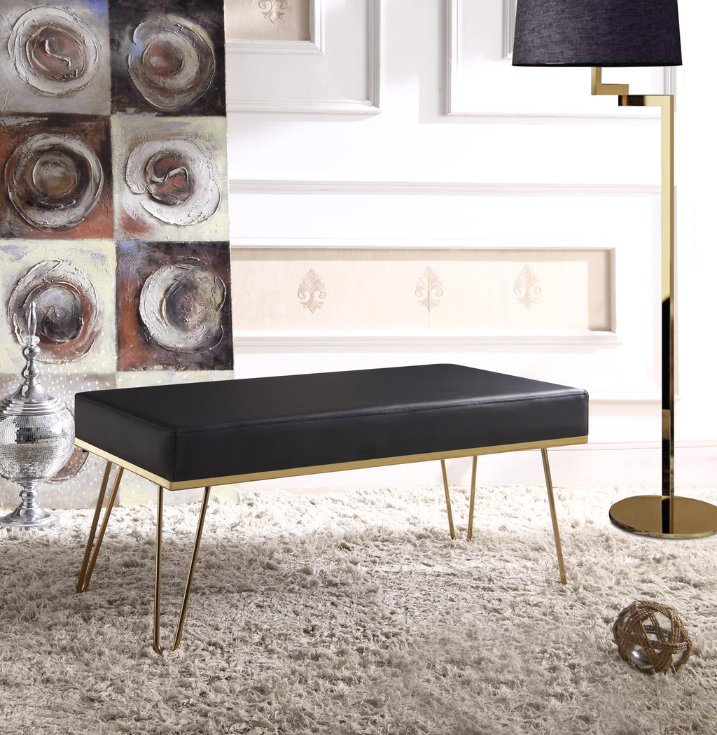 Black PU Leather Upholstered Bench T42095