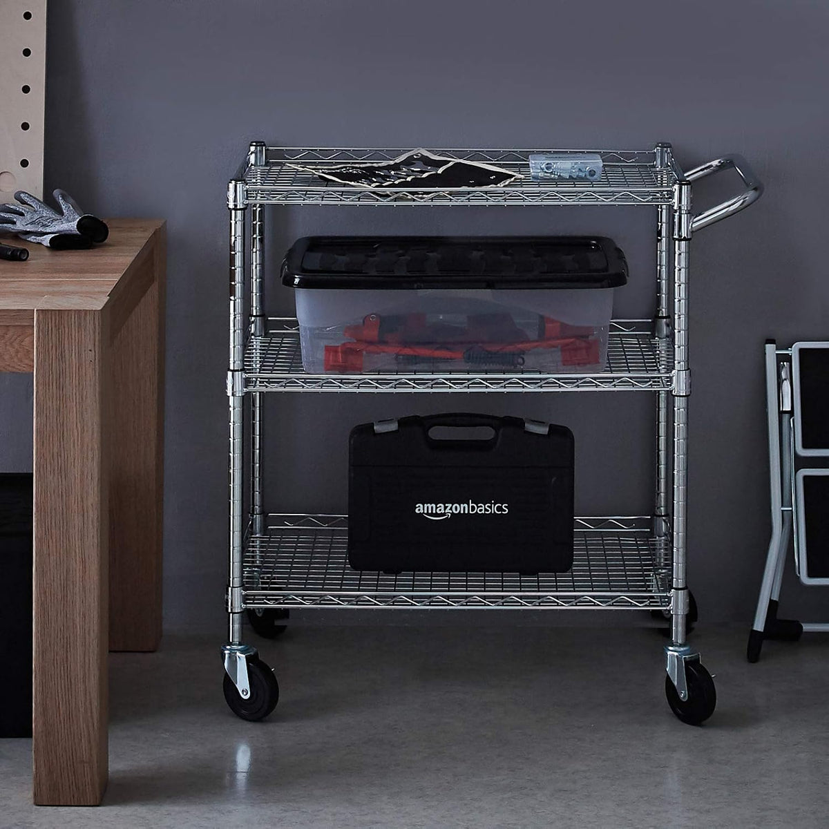 Heavy-Duty 3-Tier Utility Cart V75871
