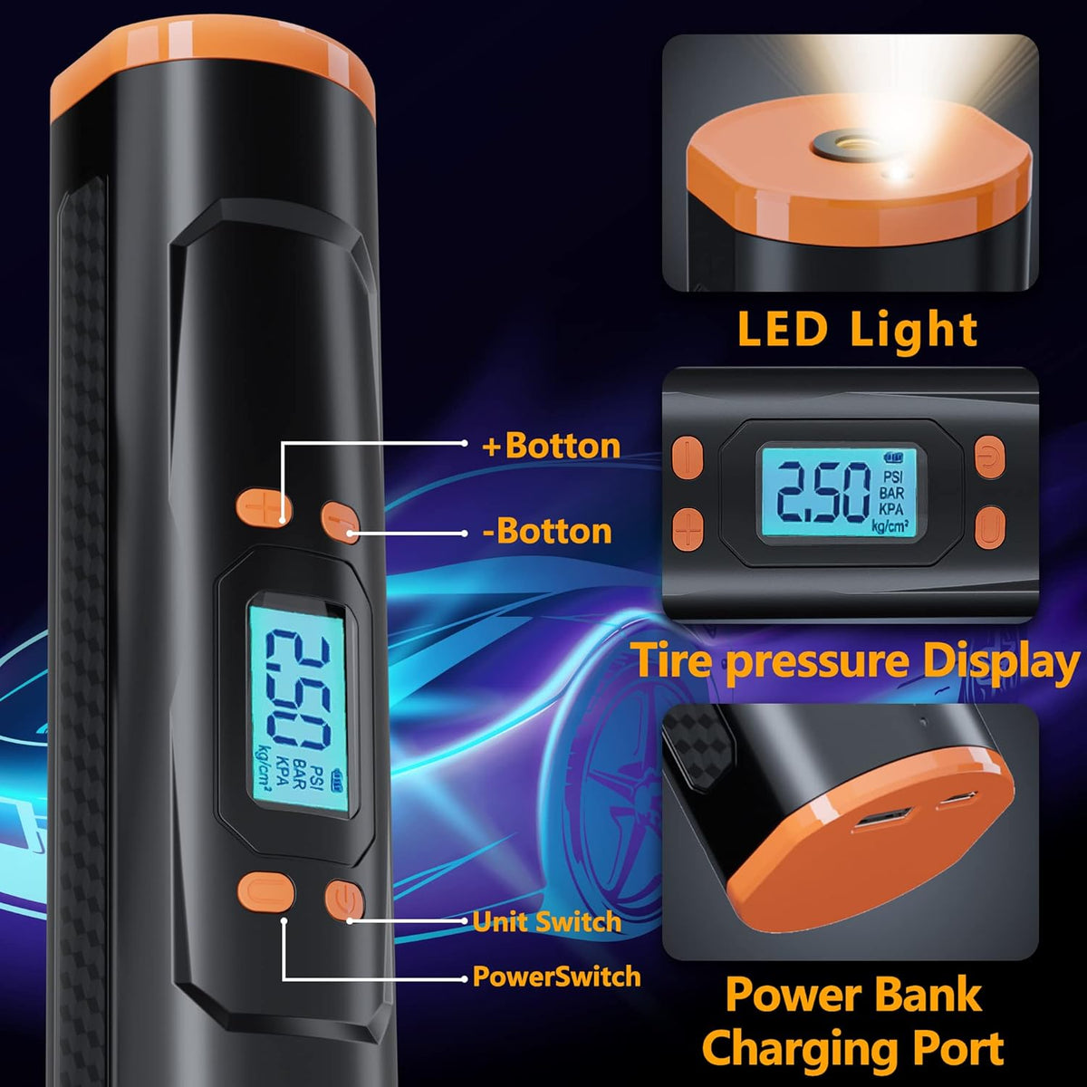 Portable Air Compressor 150 PSI Cordless Tire Inflator B9086