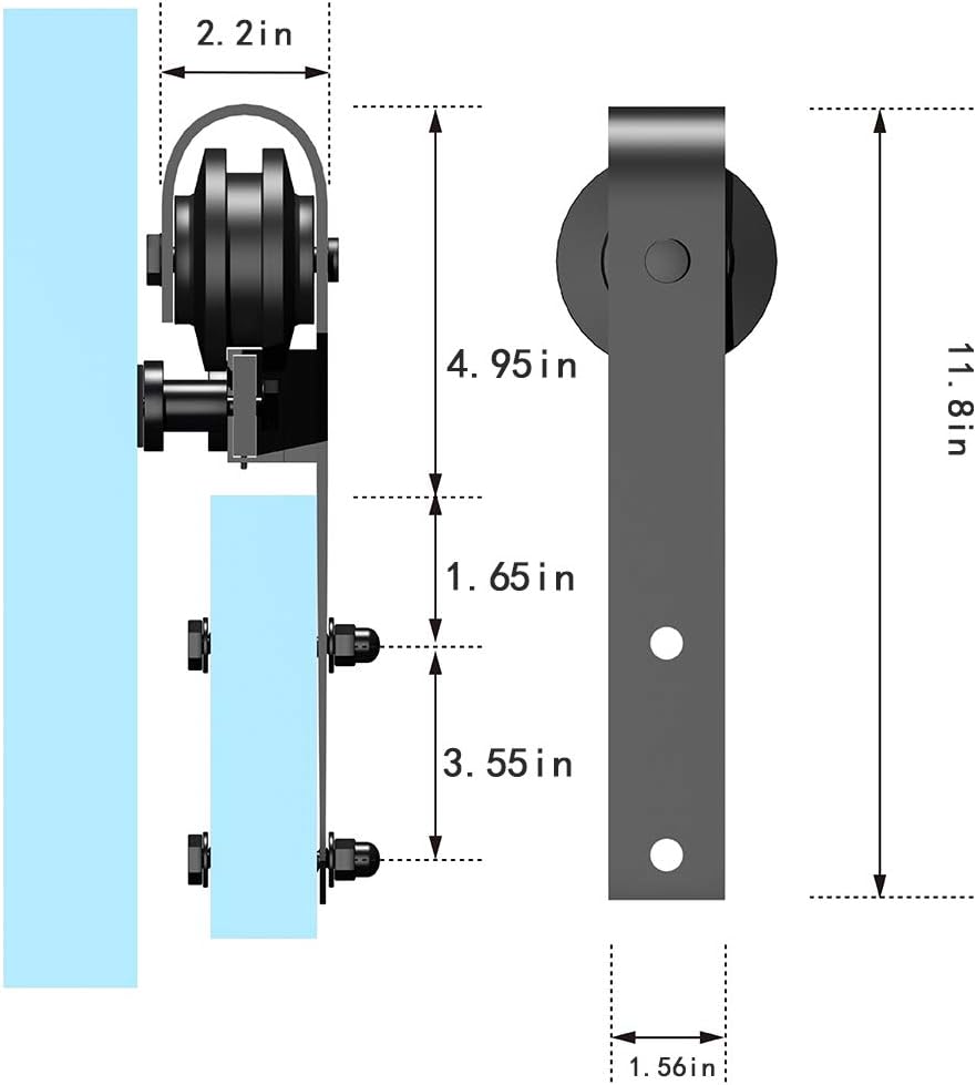 6.6ft Sliding Barn Door Hardware Kit Carbon Steel K597