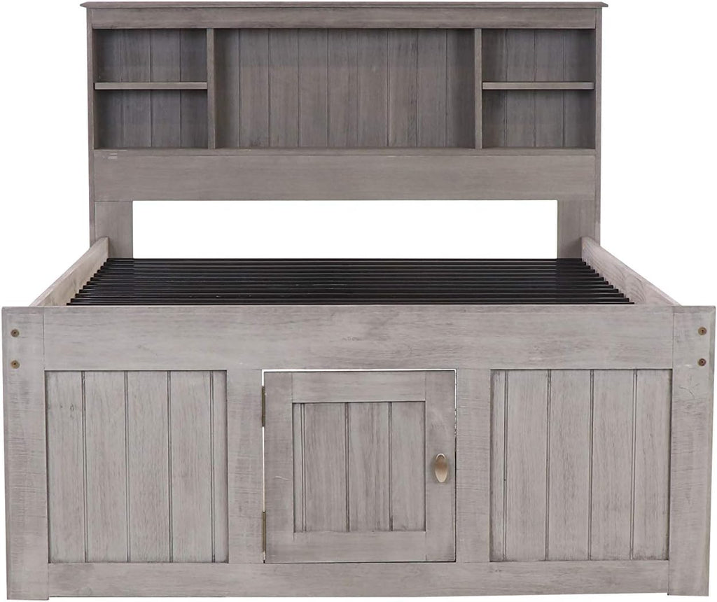 Charcoal Full Size Bookcase Captain Bed with 6 Drawer Storage Q143628