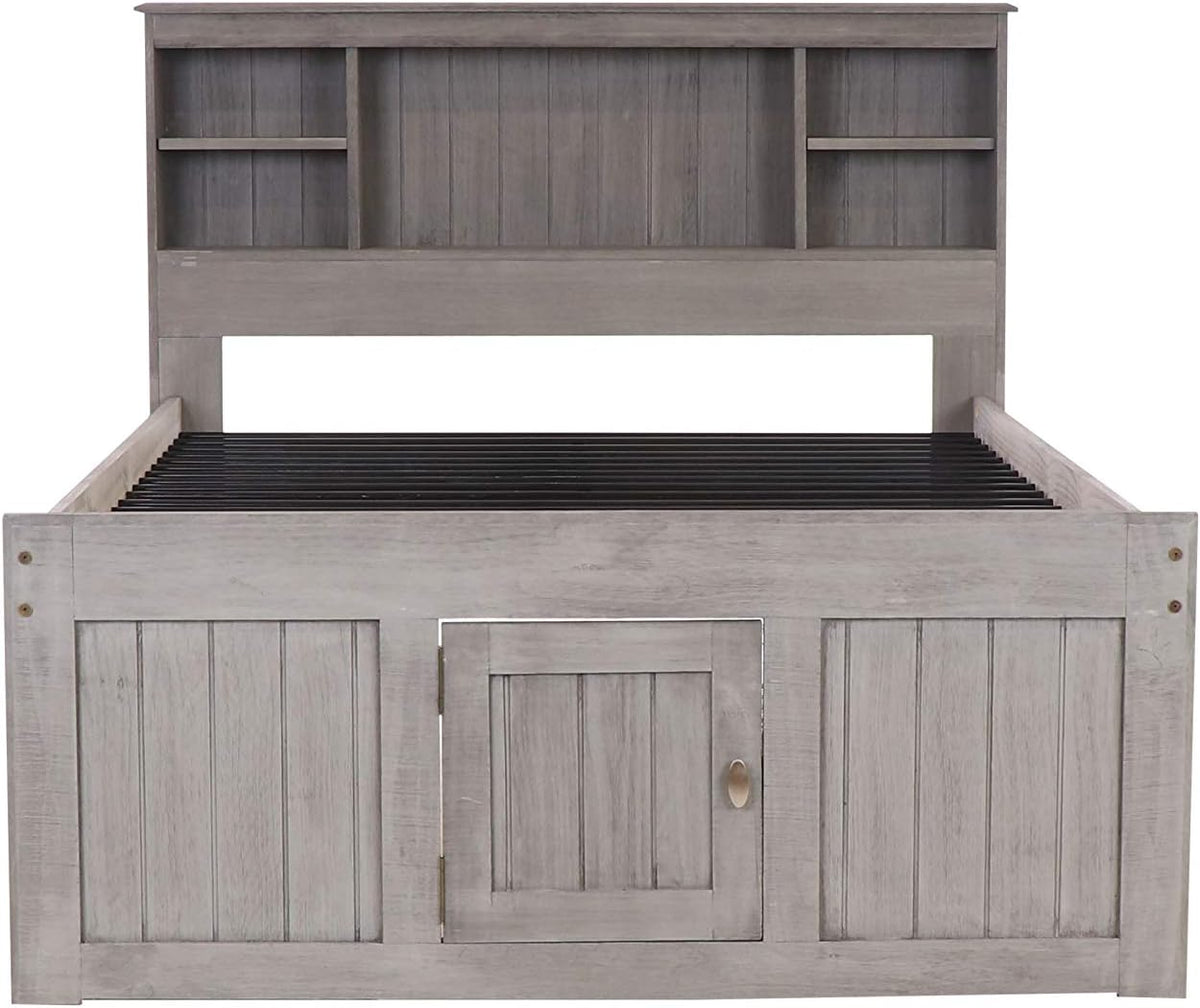 Charcoal Full Size Bookcase Captain Bed with 6 Drawer Storage Q143628