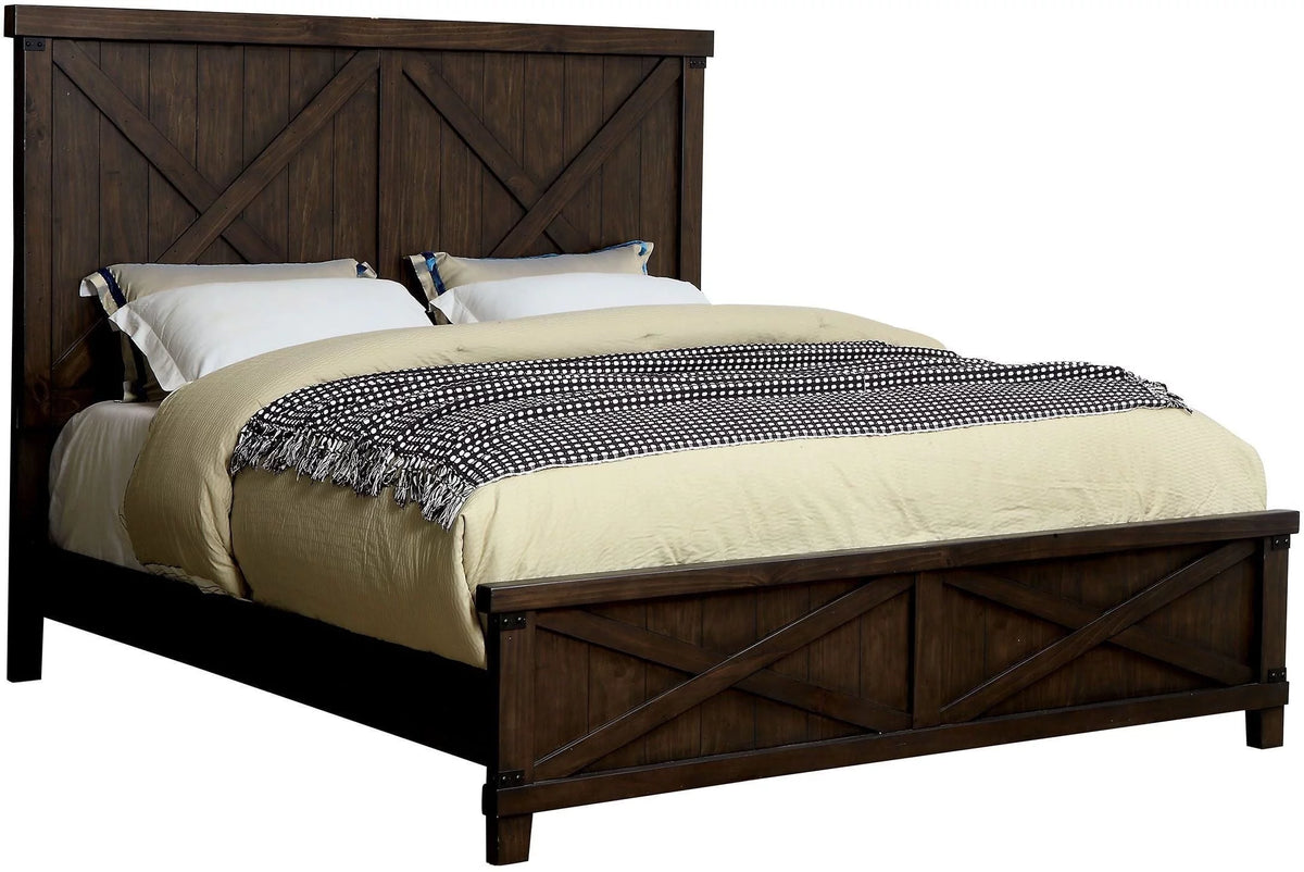 Dark Walnut Eastern King Size Solid Wood Bed U3688