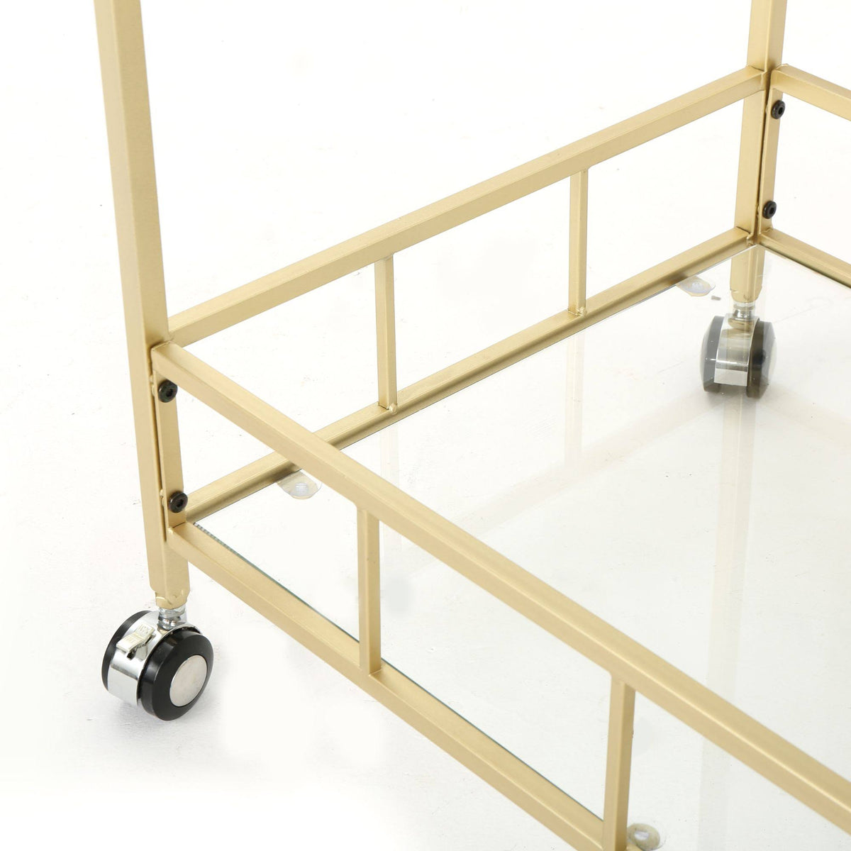 Gold and Clear Contemporary Indoor Bar Cart Q340