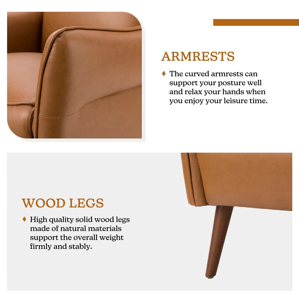 Faux Leather Tufted Accent Chair Set of 2 Wood Legs K851810