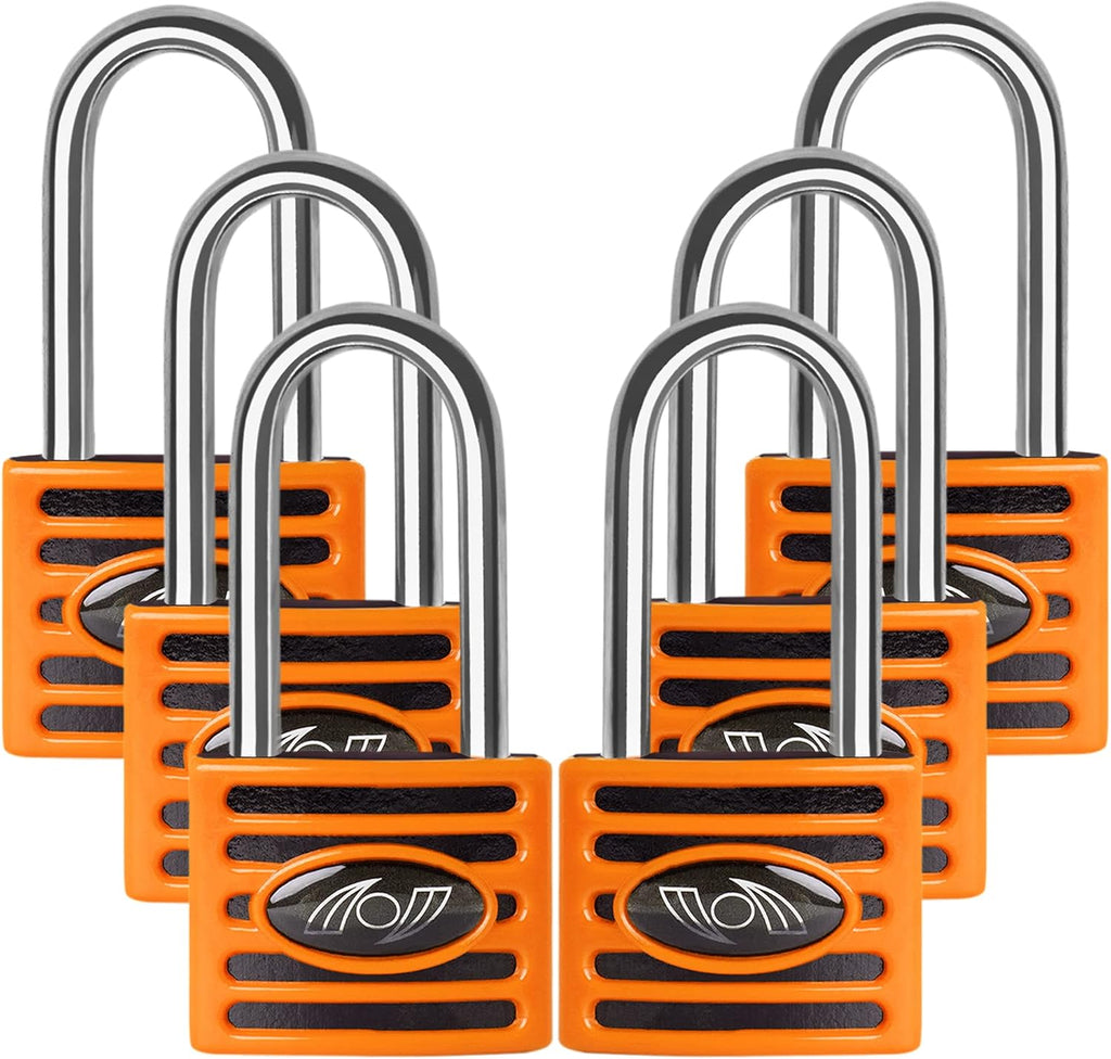 2.5 Inch Long Shackle Keyed Alike Padlocks 6 Pack Red R58909