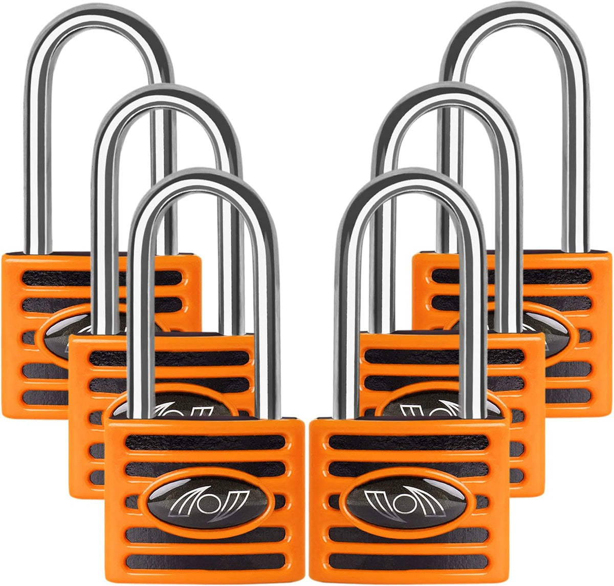 2.5 Inch Long Shackle Keyed Alike Padlocks 6 Pack Red R58909