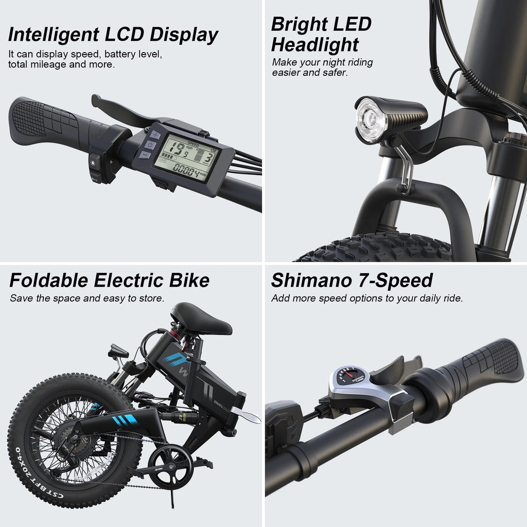 20''X4.0 Fat Tire 500W 20MPH Foldable Electric Bike H422