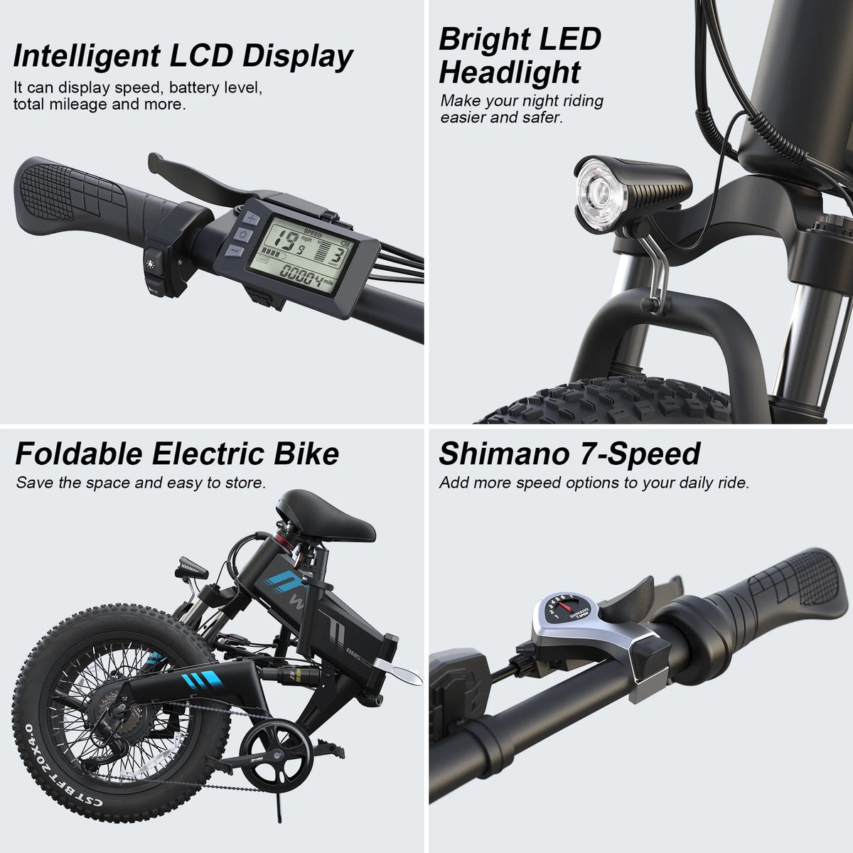 20''X4.0 Fat Tire 500W 20MPH Foldable Electric Bike H422