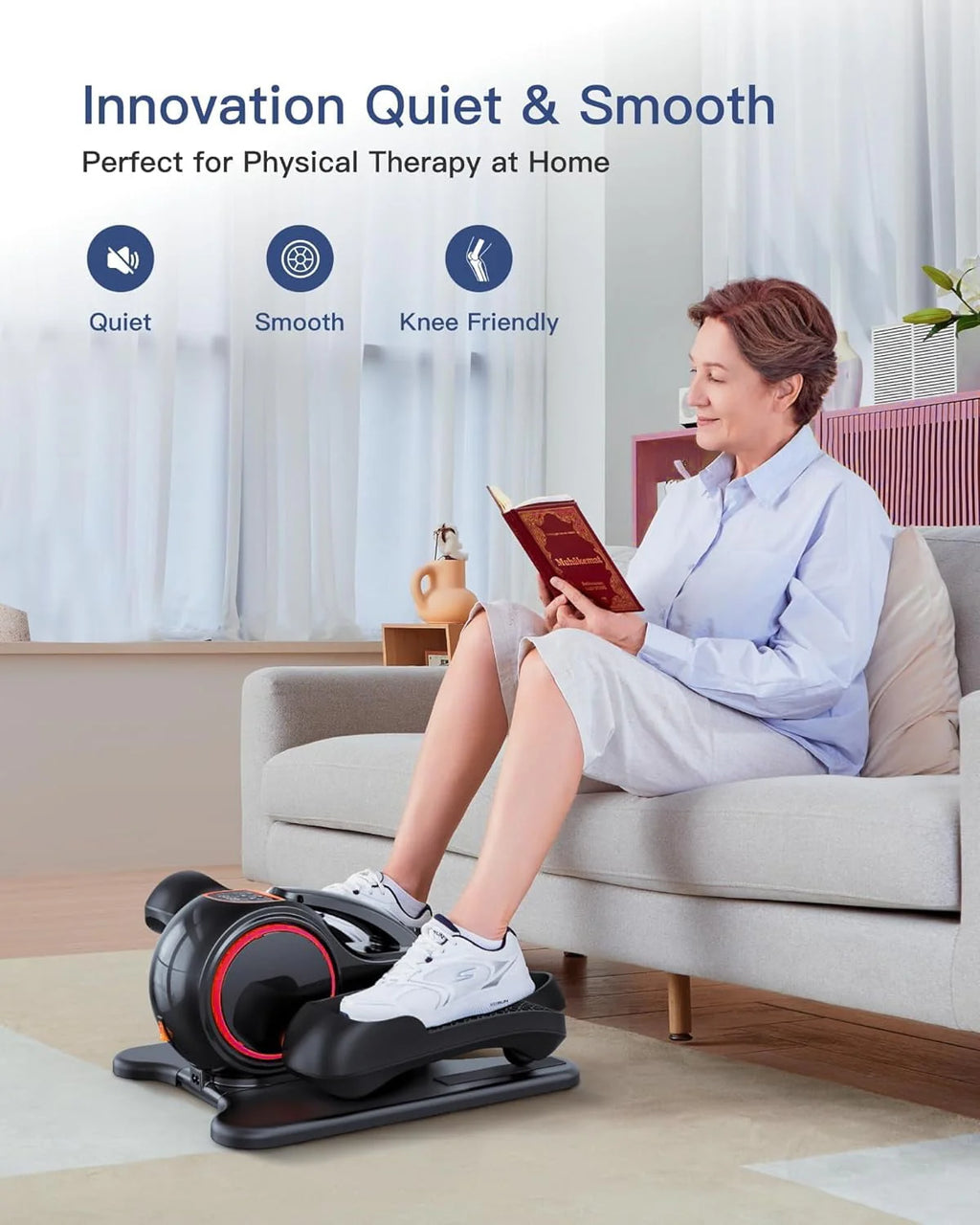 Under Desk Ellipticals Electric with Remote Control & Non-Slip Pedals G1666