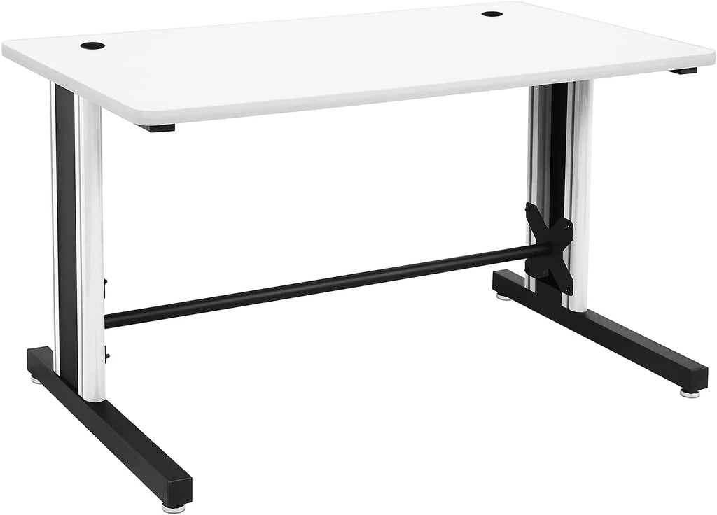 25" X 58" Black And White Computer Desk R6108