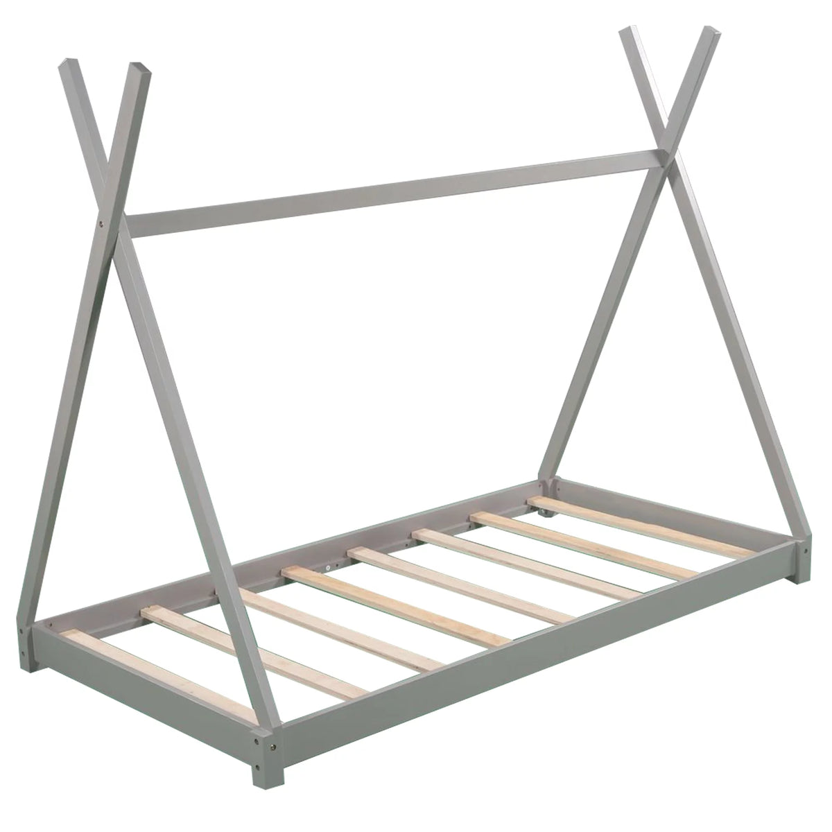 Gray Wood Twin Size Platform Bed W17975