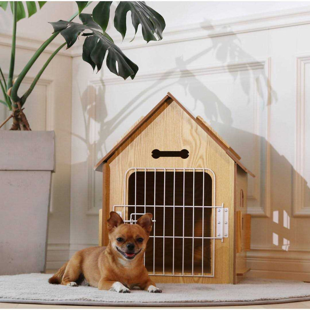 Wooden Pet House with Roof Removable Mat Lockable Door E767
