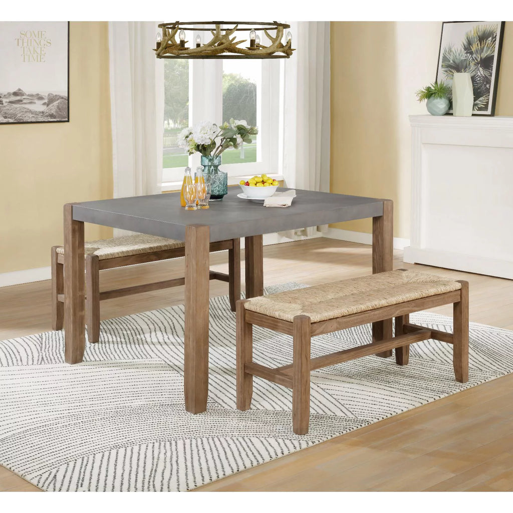 Gray Modern Wood Dining Table with Two Benches Y2705