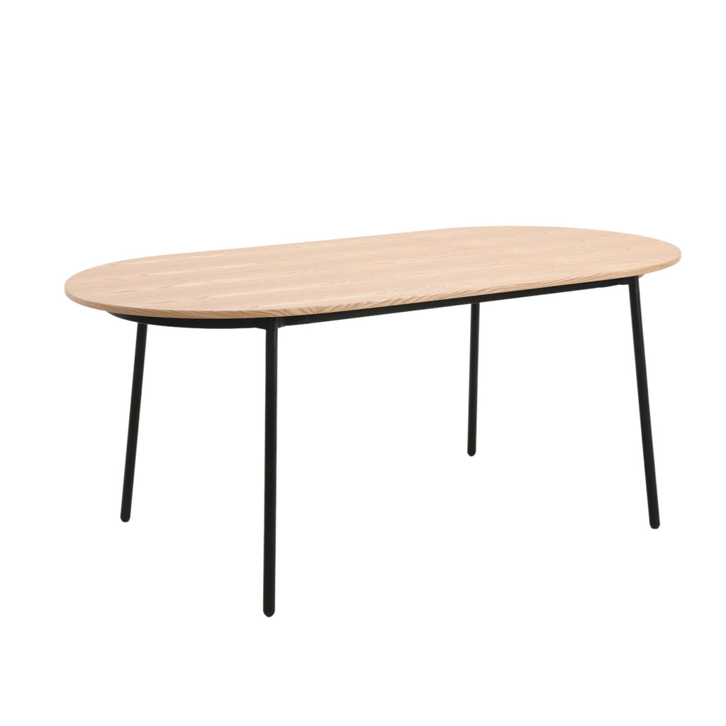71" Oval Dining Table with MDF Top and Black Steel Legs N5941