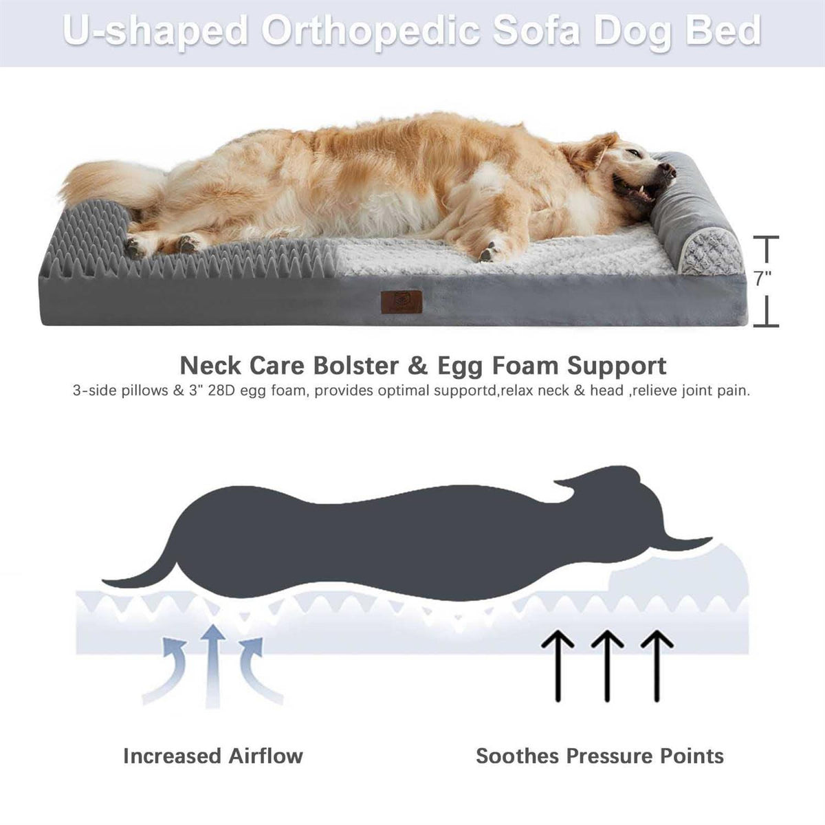 Large Dogs Orthopedic Sofa Dog Bed with Removable Waterproof Cover I52951