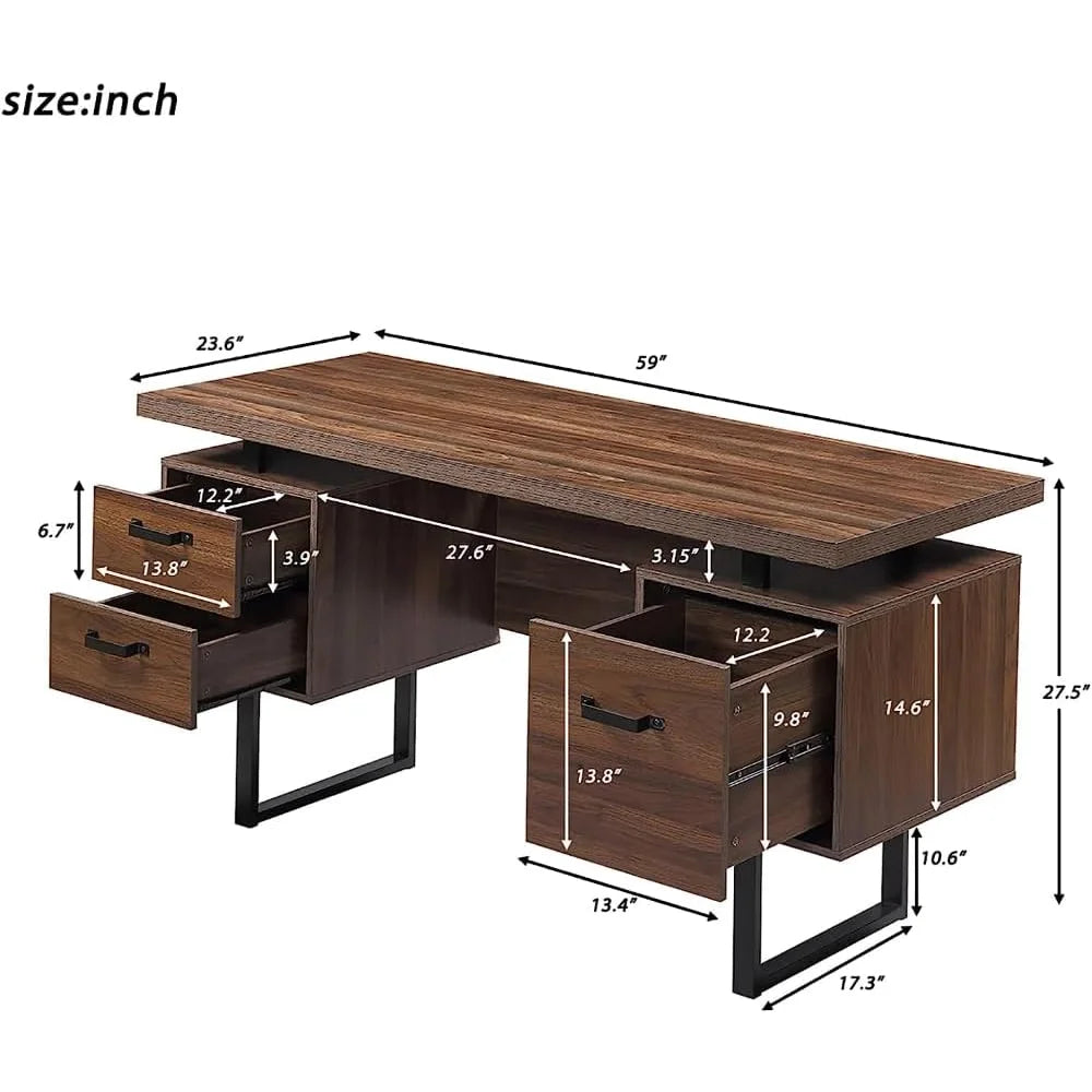 59 Inch Writing Desk with Drawers C20638