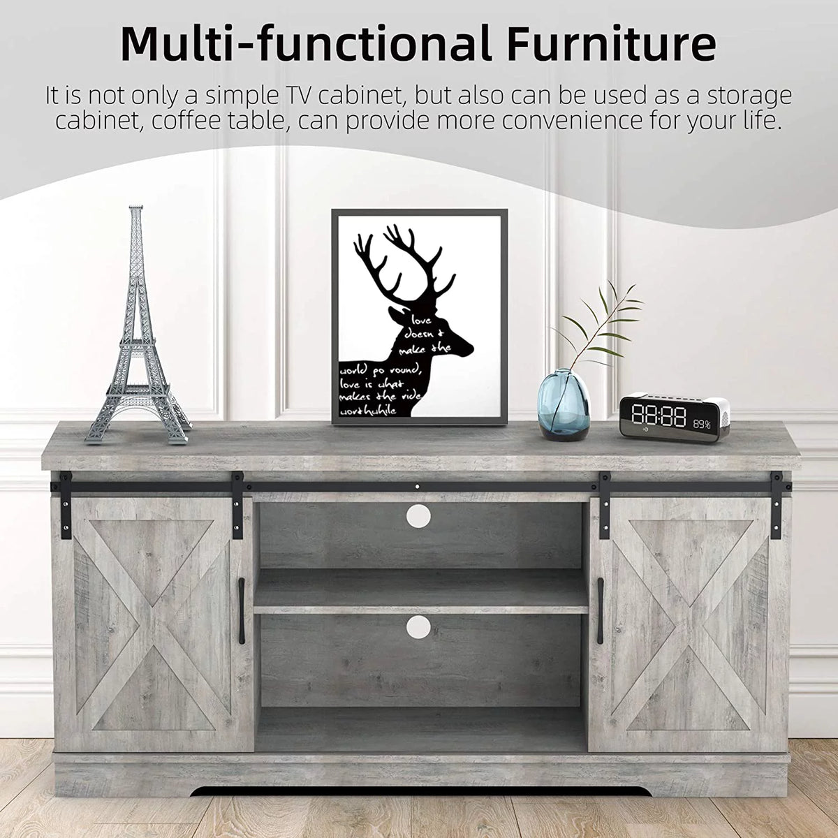59" Sliding Barn Door TV Stand B314