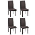Set of 4 Brown Leather Dining Chairs with Wooden Legs W665