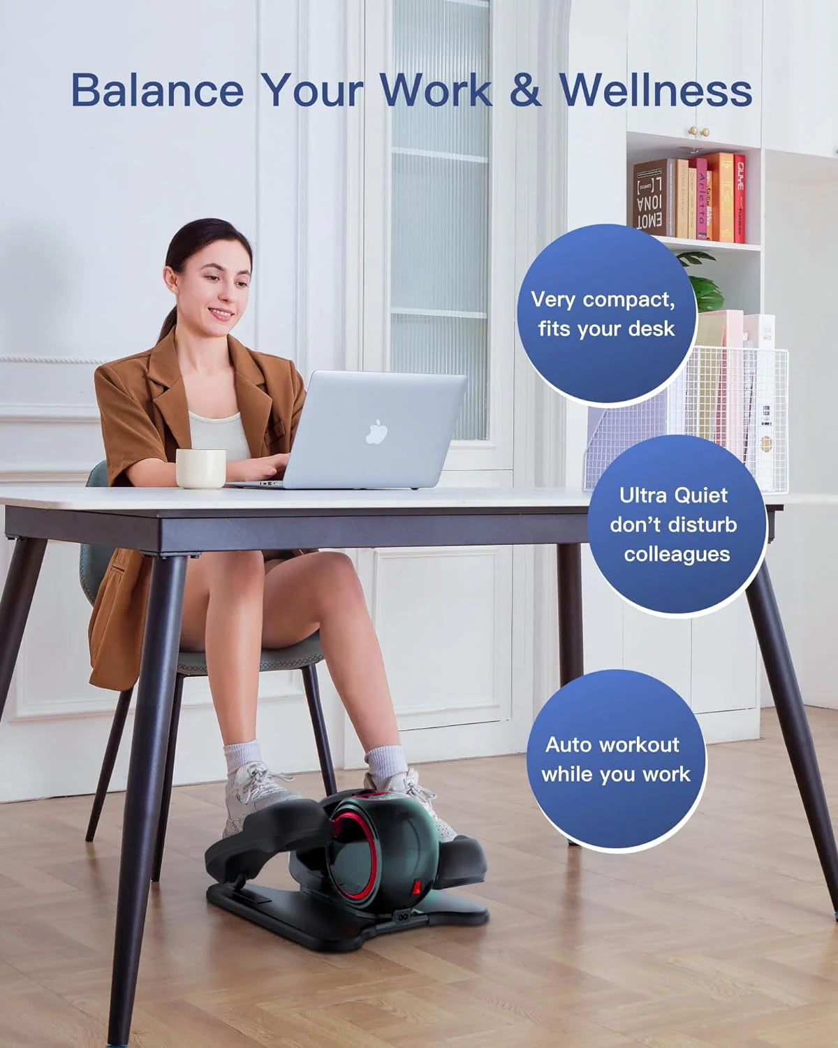 Under Desk Ellipticals Electric with Remote Control & Non-Slip Pedals G1666