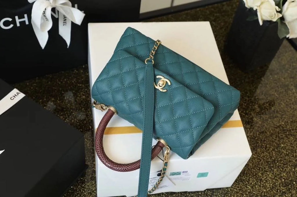 Teal Medium Flap Bag with Top Handle L821
