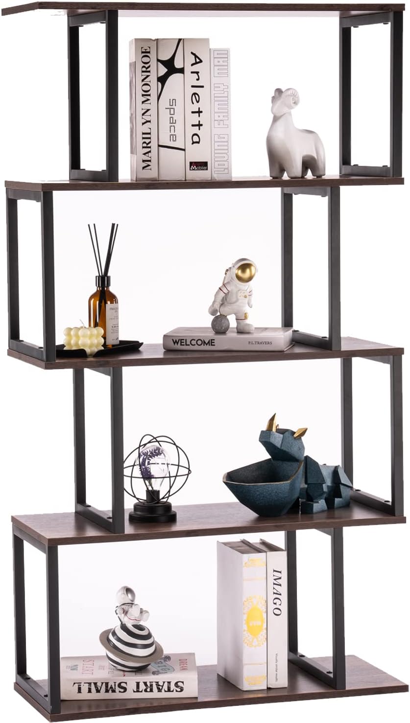 2-Tier S-Shaped Wooden Bookshelf C205