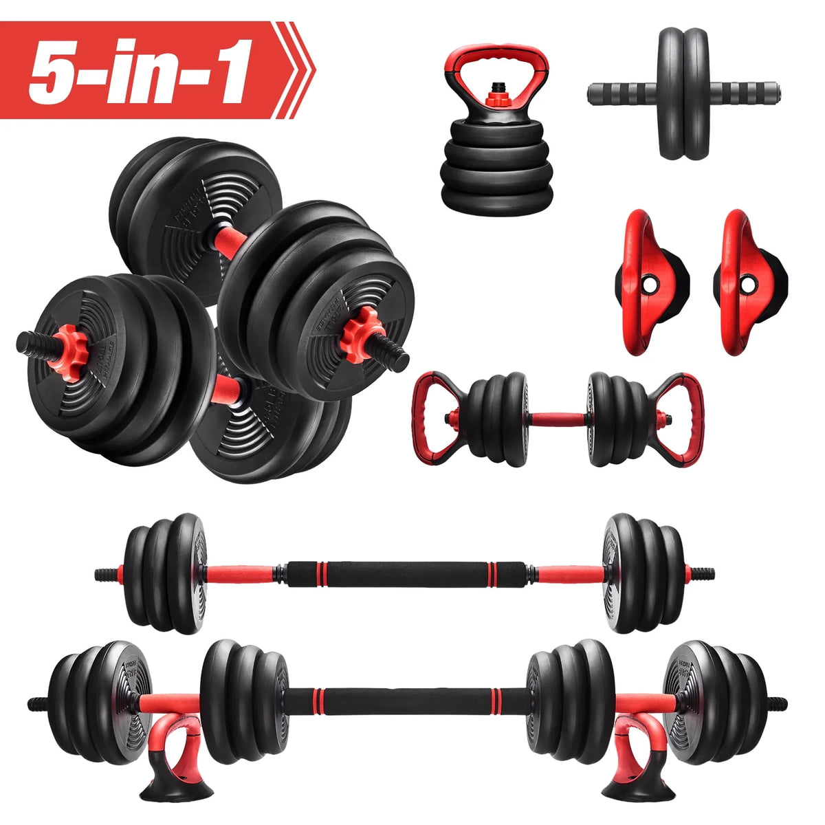 5-in-1 Adjustable Dumbbell Set 45lb Black V267