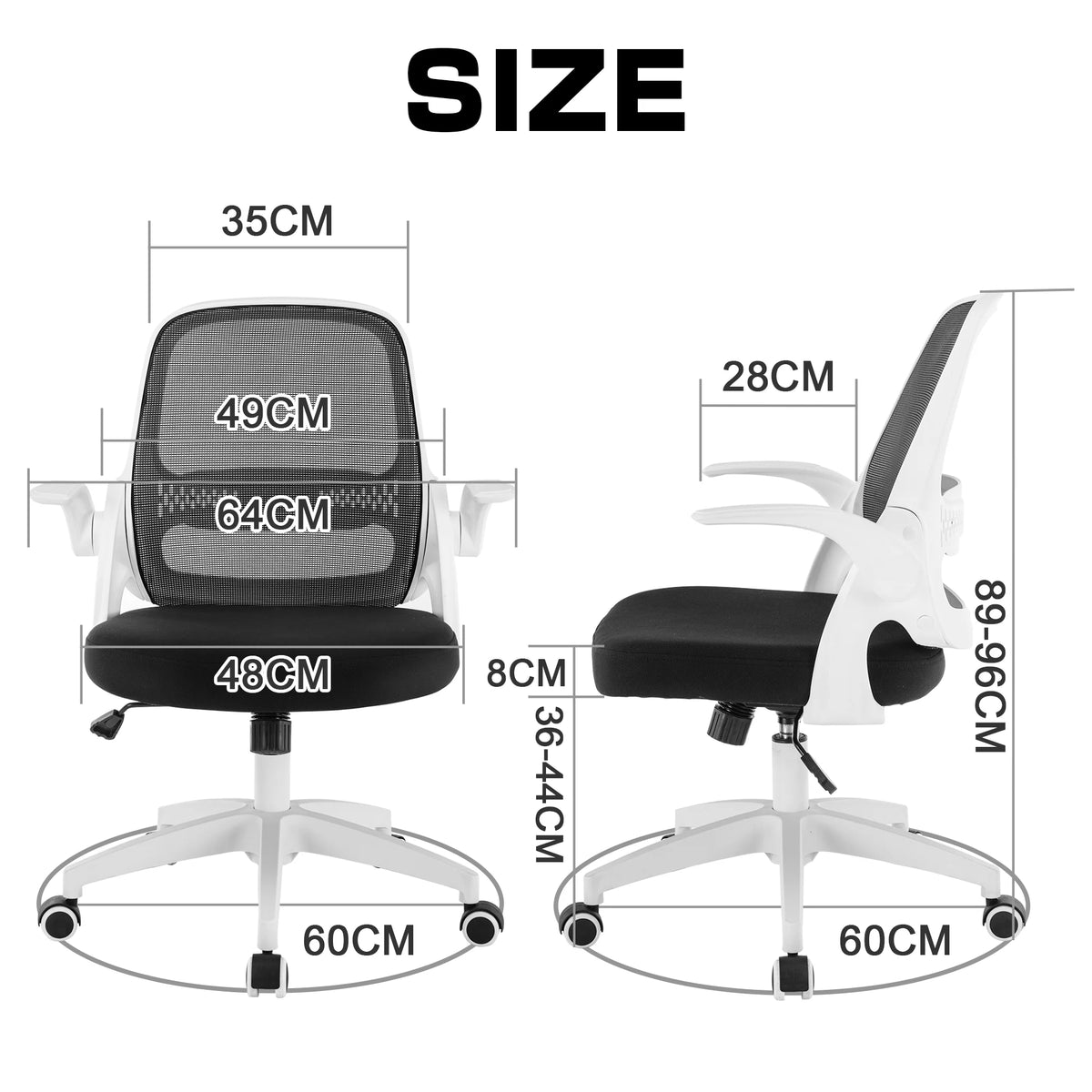 Black Office Chair with Flip-up Armrests S8700